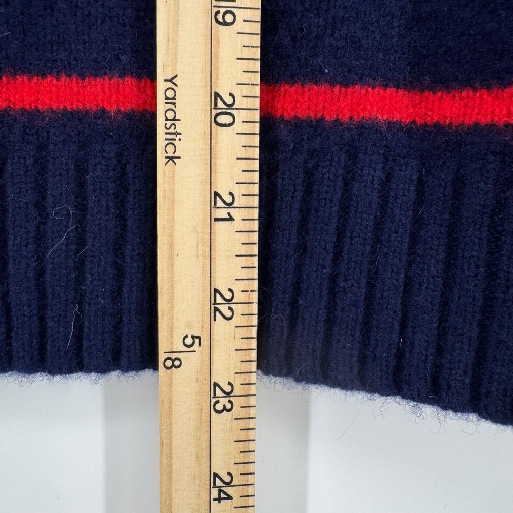 Polo Ralph Lauren Sweater Womens Large Navy Blue Striped 100% Lambswool Crewneck - Picture 6 of 9